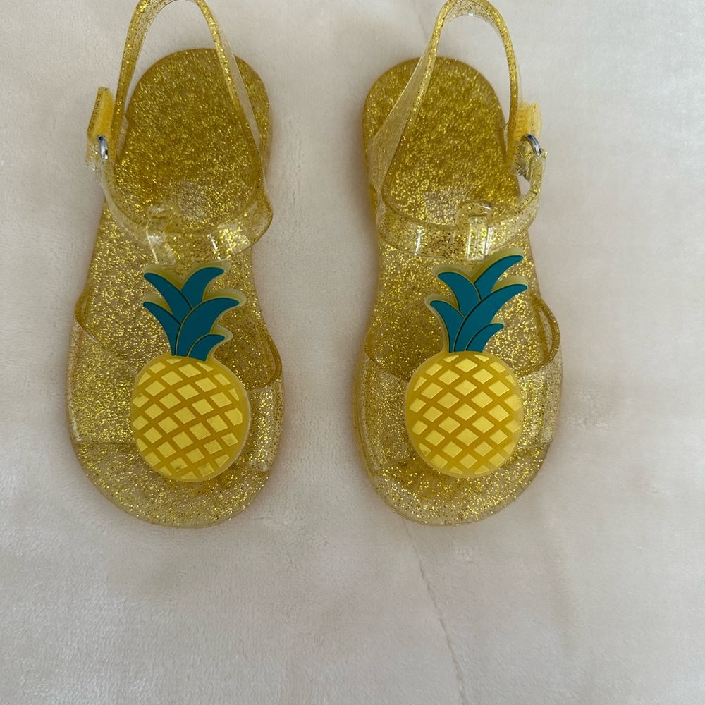 Glittery Yellow Pineapple Kids Sandals
